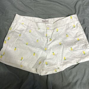 Merona White Shorts with Yellow Floral Pattern
